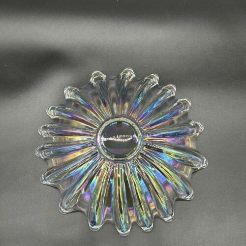 Vintage Federal Glass Iridescent Celestial Sunburst Center Serving Bowl in Box