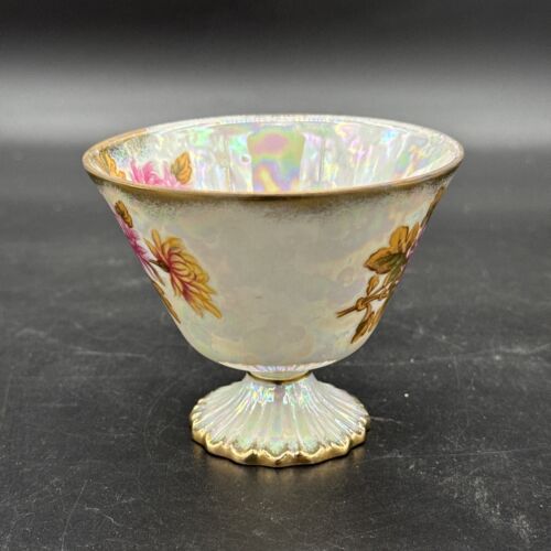 Vintage UCAGCO November Chrysanthemum iridescent Porcelain Teacup Gold Trim