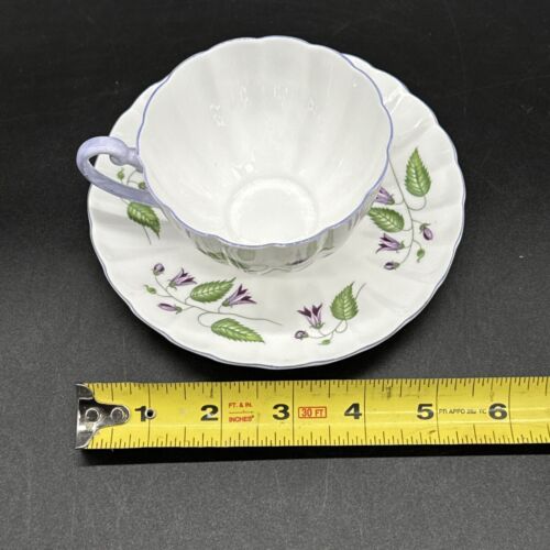 Vintage Shelley England Cup & Saucer Campanula Purple Trim Teacup