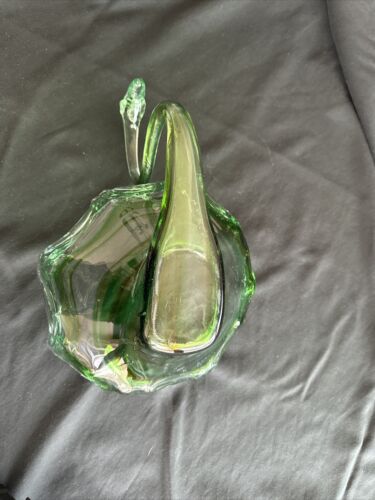 Vintage Hand Blown Glass Swan Bowl