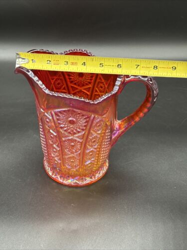 Indiana Ruby Red Sunset Amberina Carnival Glass Heirloom Water Pitcher