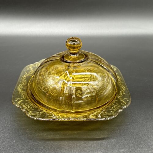 Federal RECOLLECTION Amber Round Butter Dish