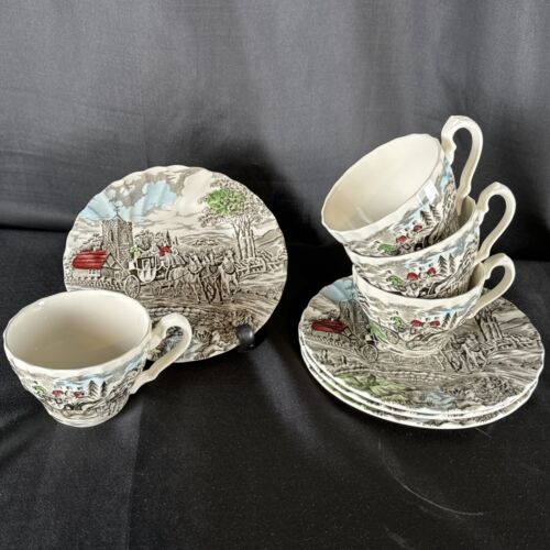 Myott Royal Mail TEA CUP & SAUCER Set of 4 Staffordshire England