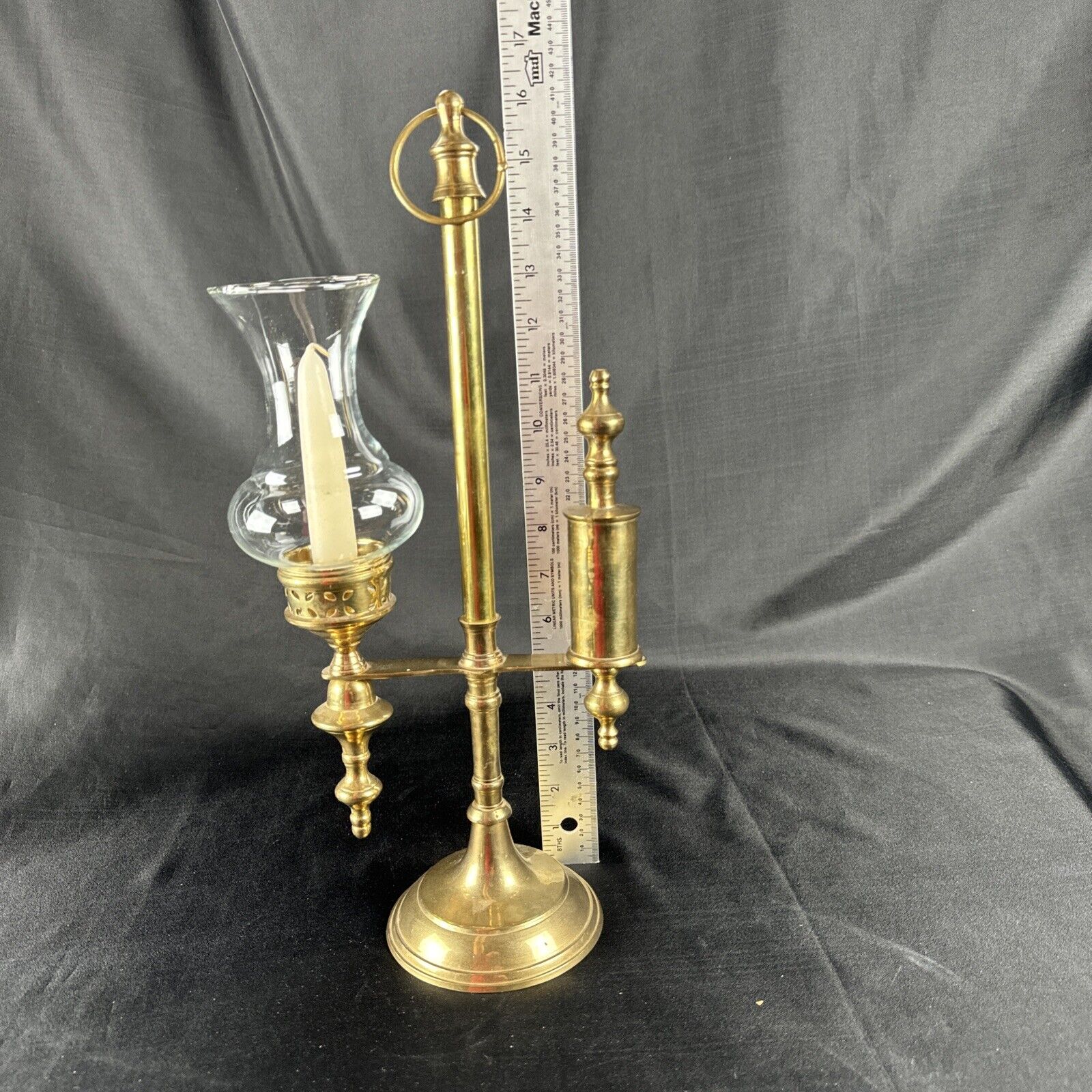 Vintage Brass Candlestick w/Counterweight 16” T