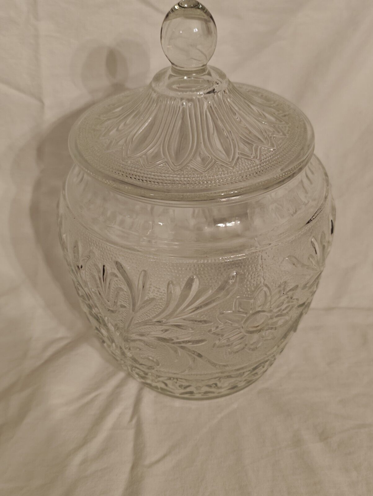 Anchor Hocking Sandwich Style Clear Glass Cookie Biscuit Jar with Lid 