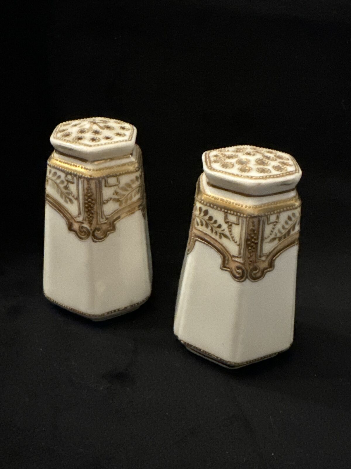 Vintage Gold And Cream Salt And Pepper Shakers
