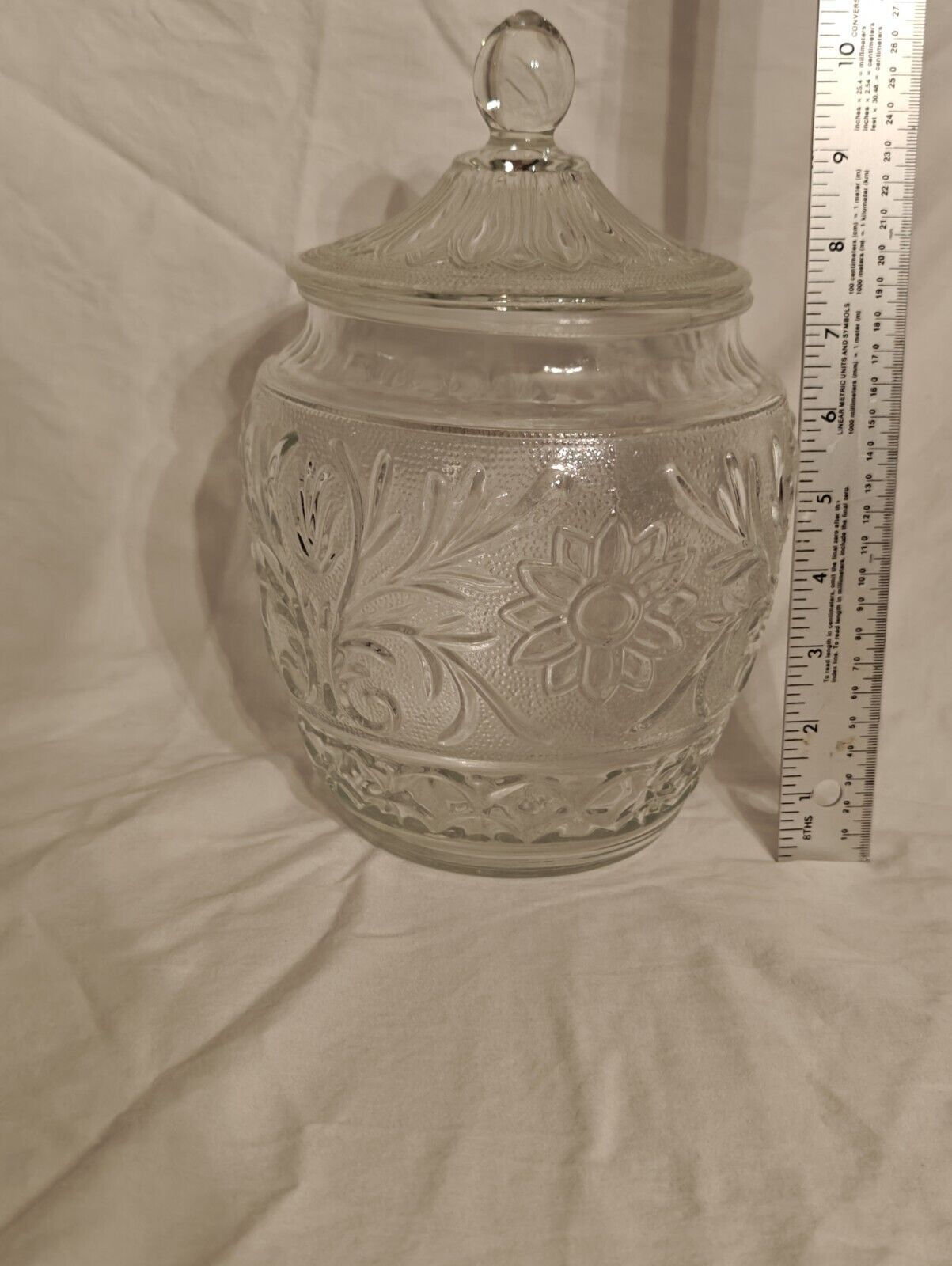 Anchor Hocking Sandwich Style Clear Glass Cookie Biscuit Jar with Lid 