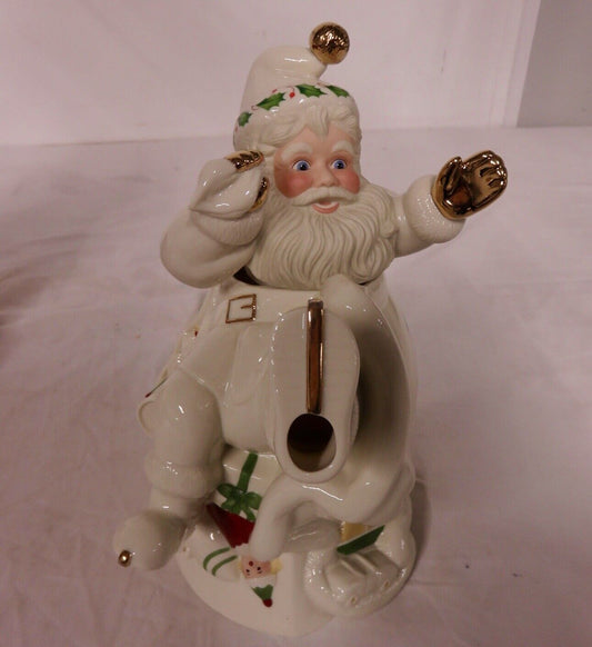 Lenox Vintage Holiday Santa Collection 1999 Ice Skating Santa Porcelain Teapot