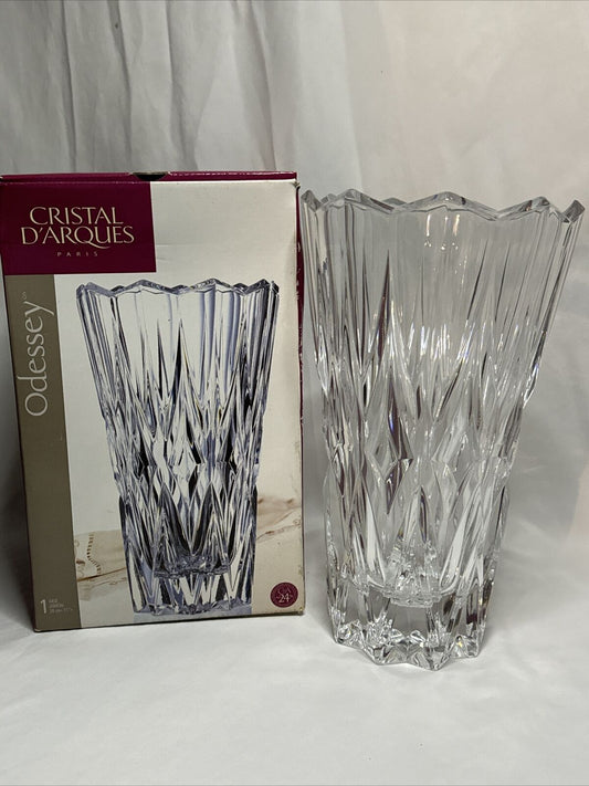 Cristal D'Arques Odessey 24% Lead Crystal Vase Heavy,  11 “ Tall