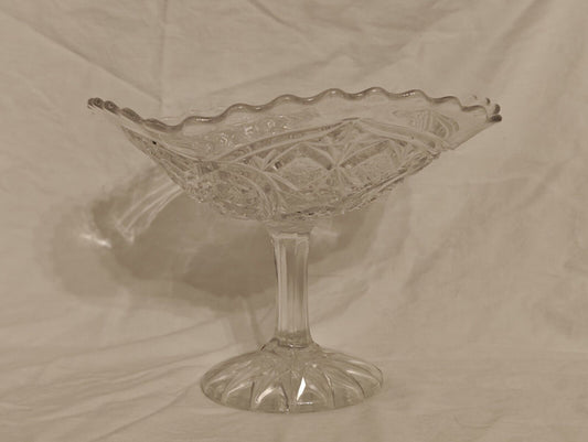 Vintage Clear Glass Pedestal Candy Dish