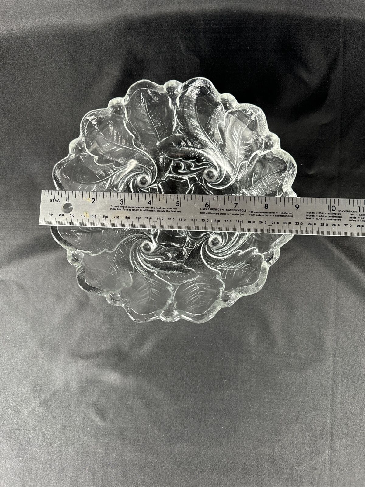 Vintage INDIANA GLASS CO. Clear Pressed Glass WILD ROSE Serving Platter And Bowl