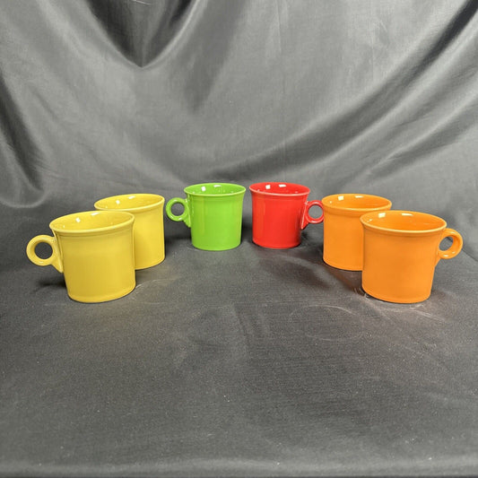 Fiesta ware HLC USA Set Of 6 Mixed Mugs Pottery Coffee Cups Multicolor