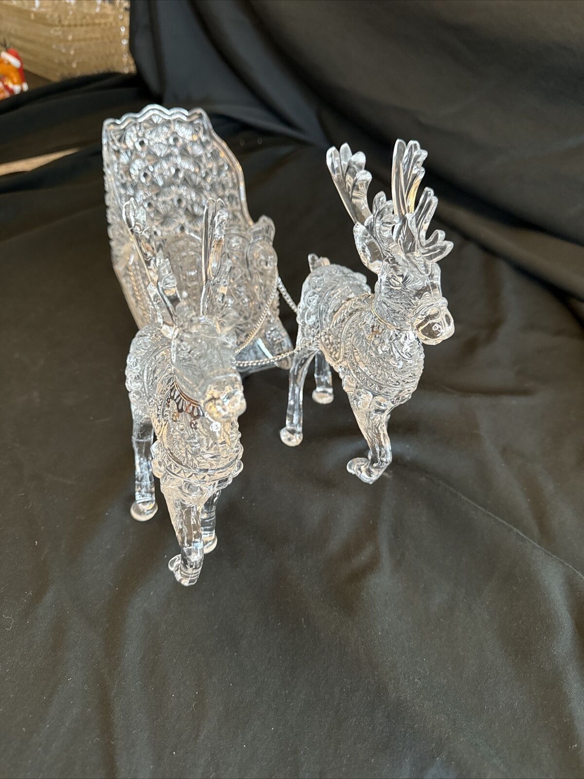 Vtg House of Lloyd Christmas Around World Crystalline acrylic Sleigh & Reindeer