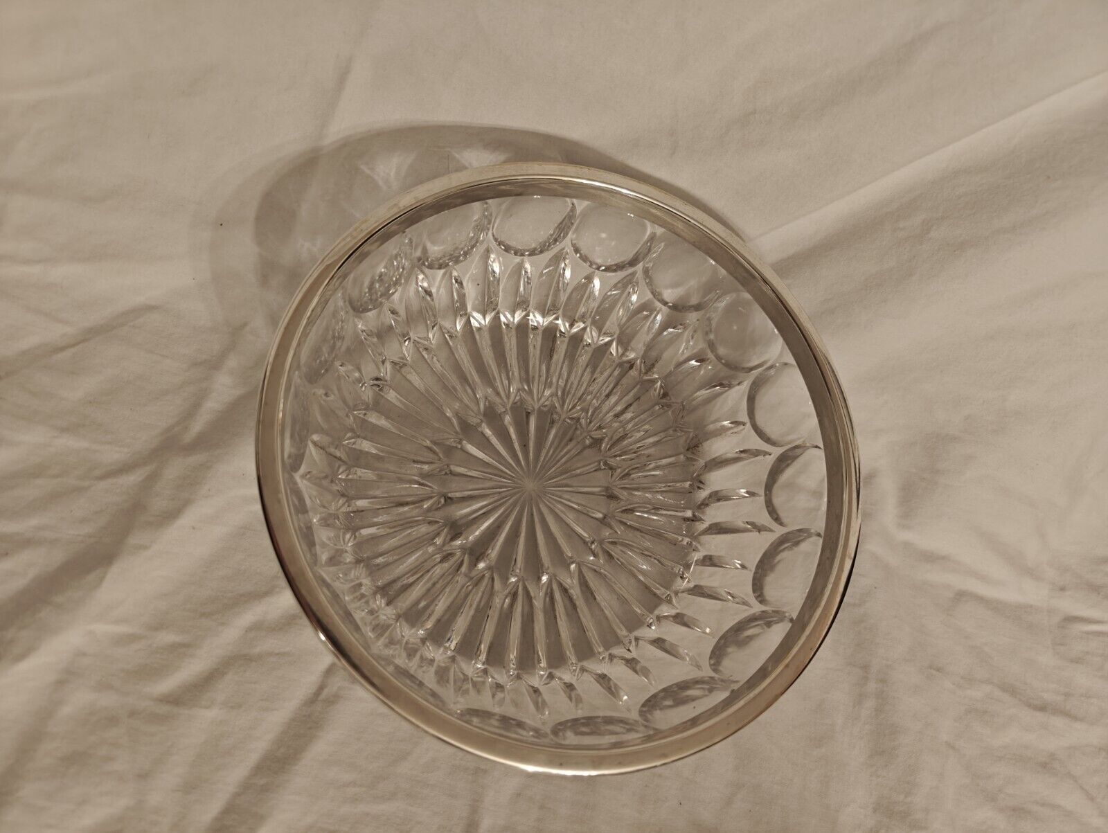 Vintage Leonard Crystal Servng Bowl with Silver Rim