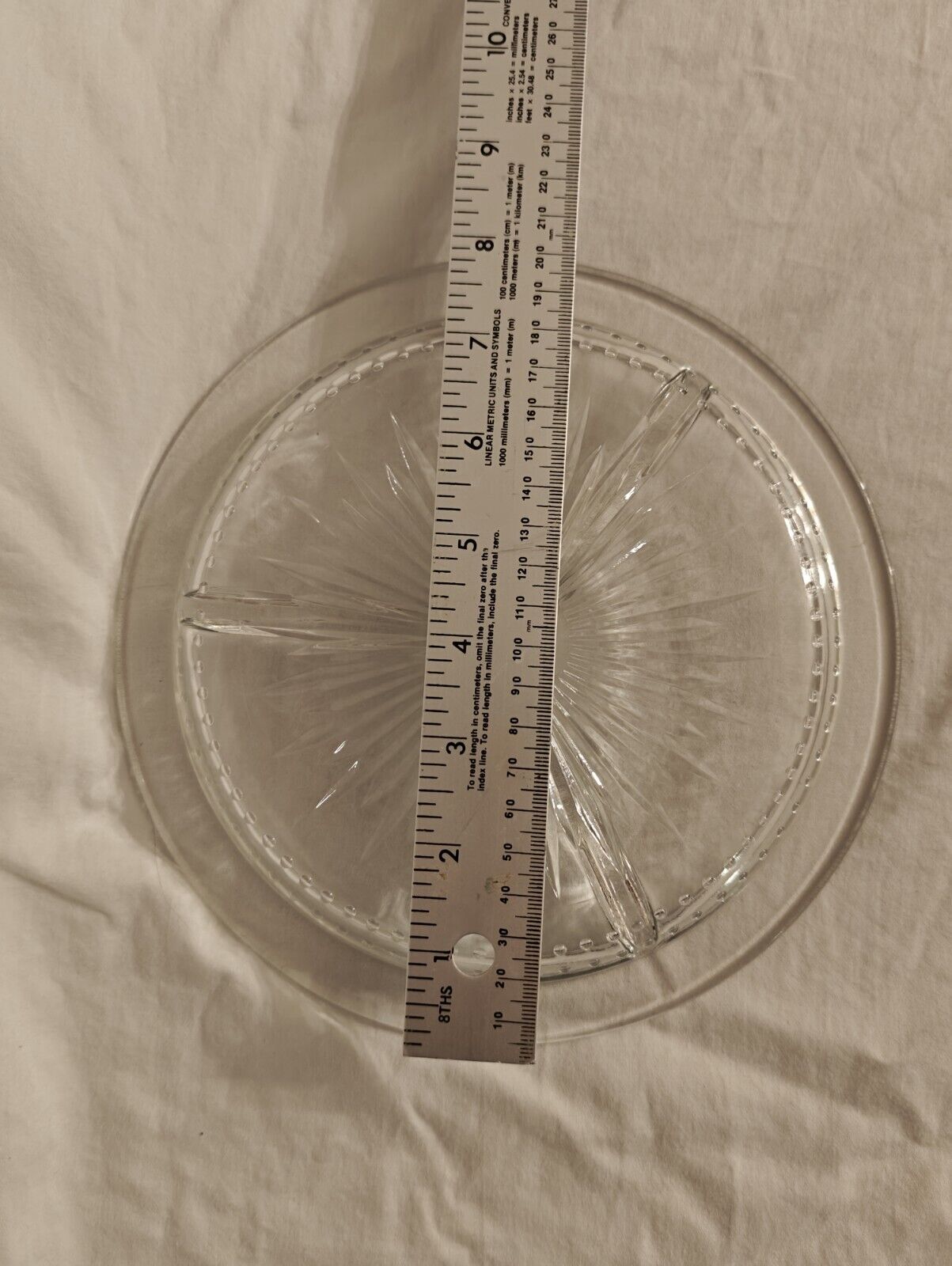 Vintage Retro Starburst Divided Clear Glass Dish