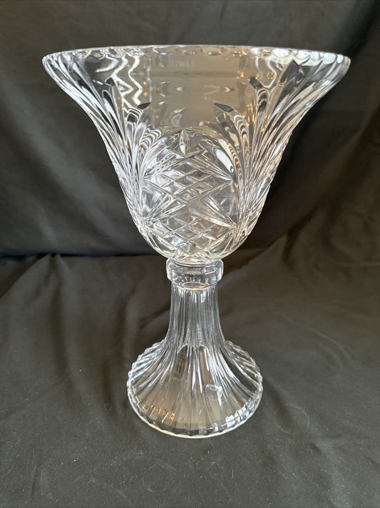 Towle Czech 24% Lead Crystal Centerpiece Trifle Pedestal Vase Large 14"