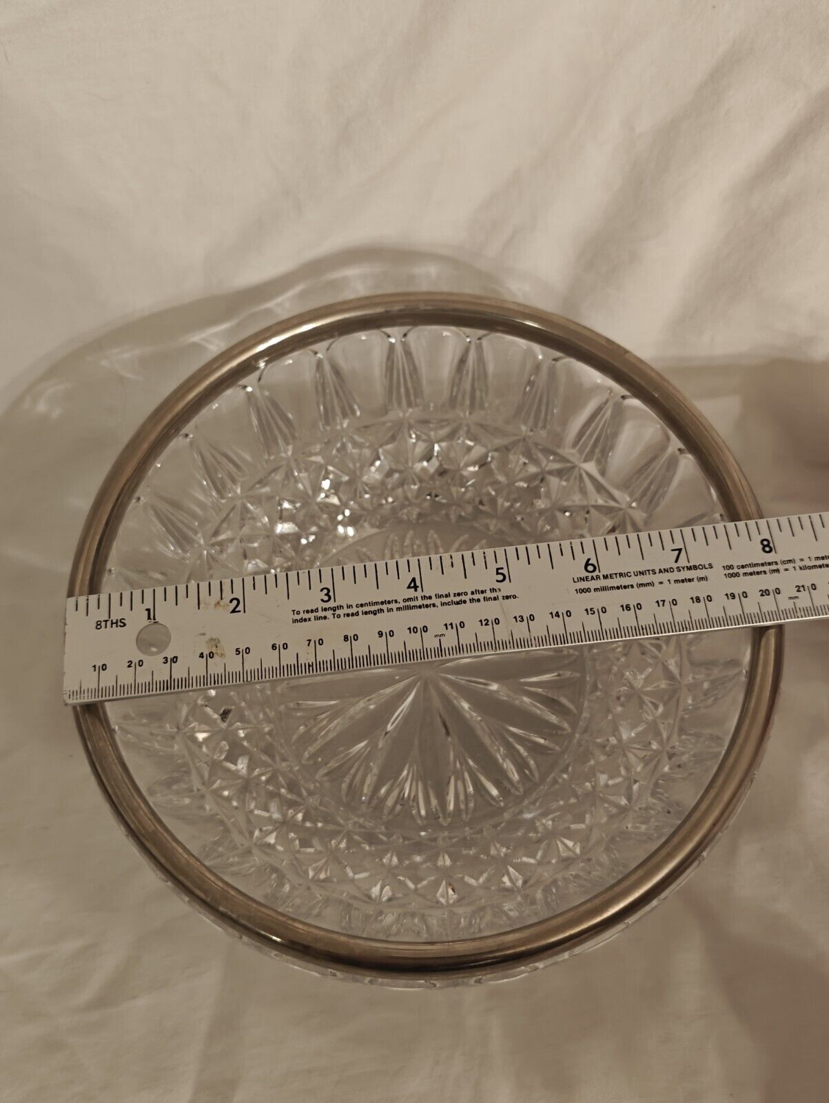 FB Rogers Italian Large 8” Crystal Bowl With Silver Rim