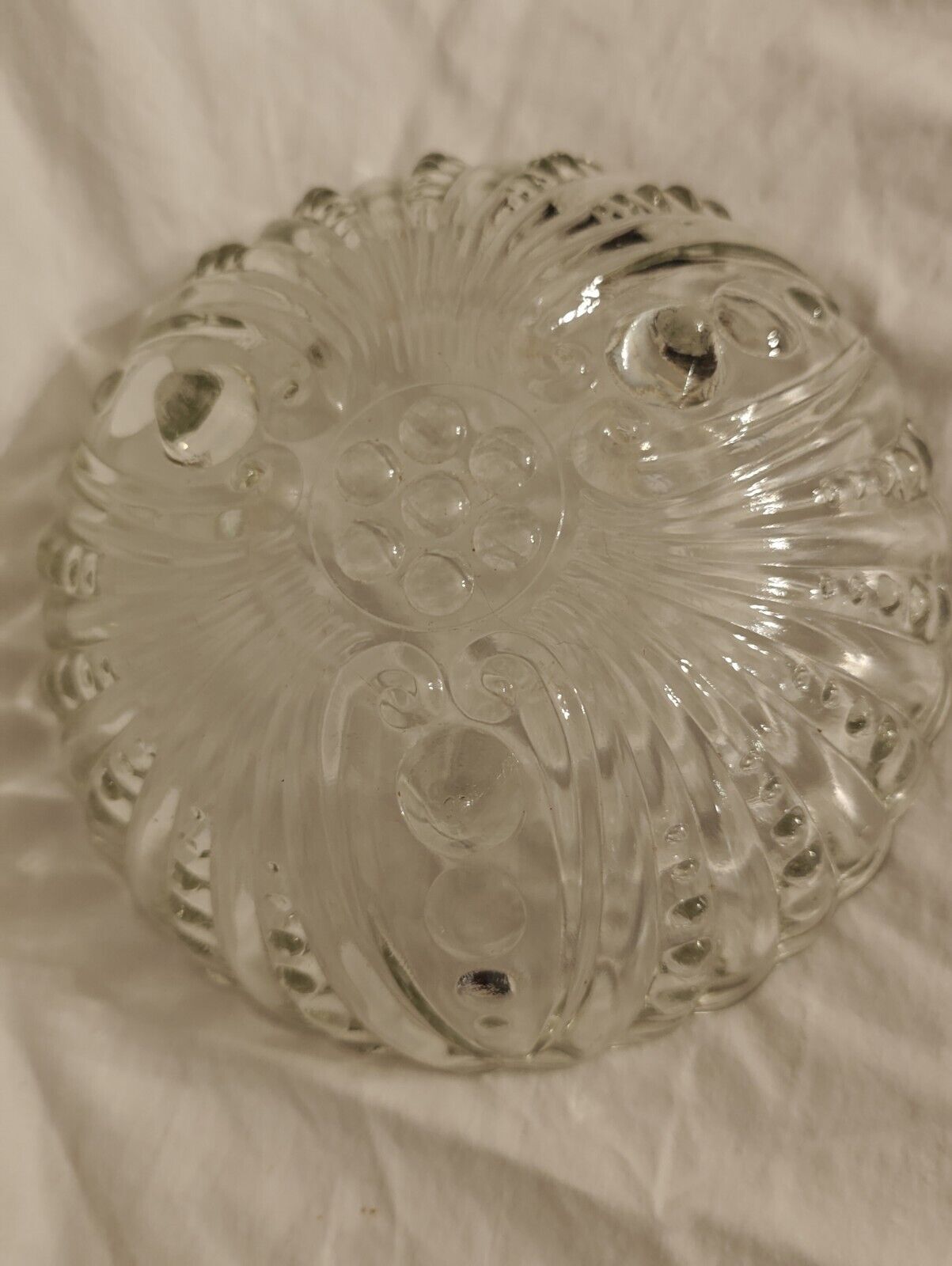 Vintage Anchor Hocking Oyster & Pearl Depression Glass Footed Bowl