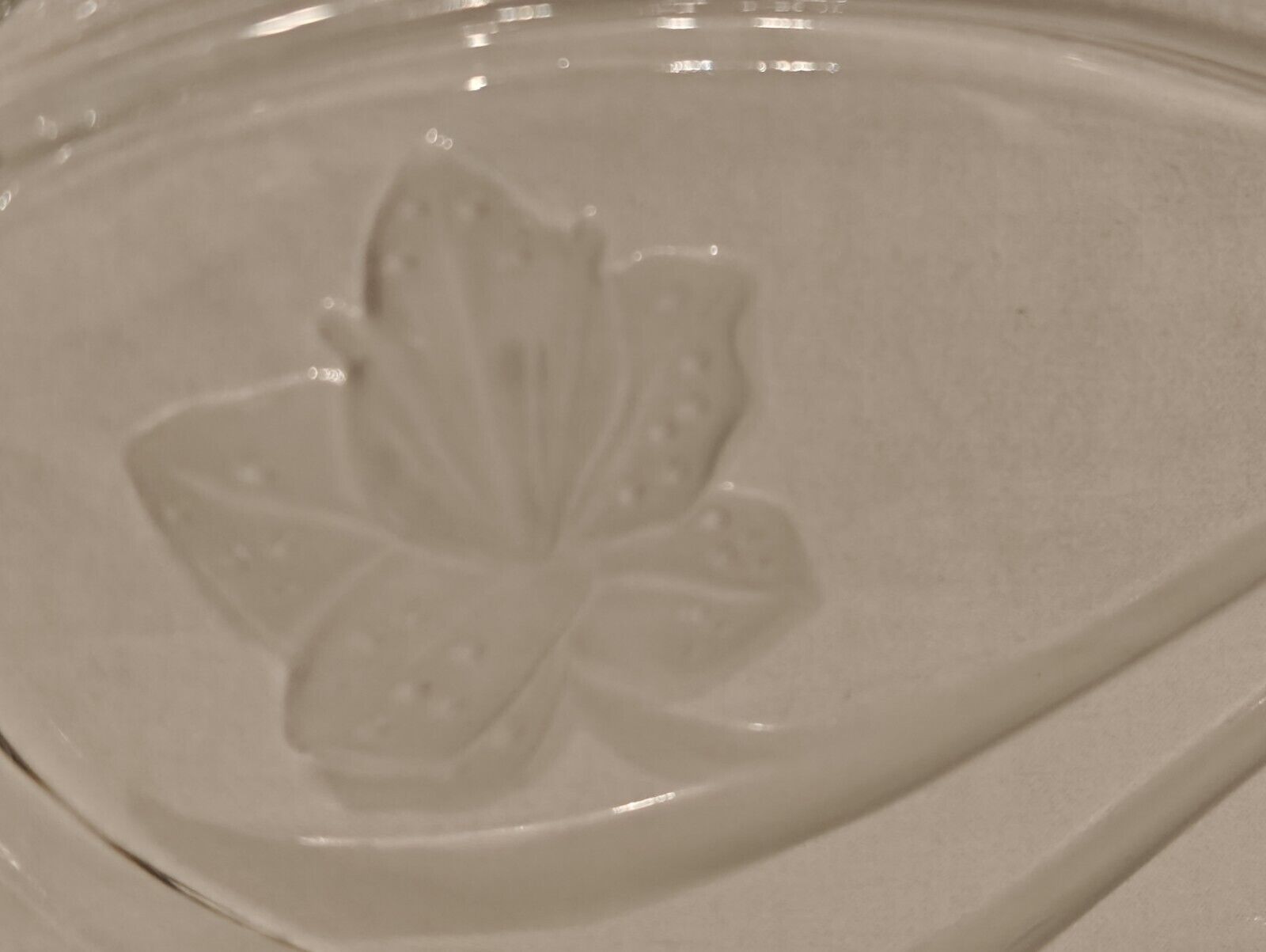 Vintage Clear Glass Divided Serving Dish Flower Design