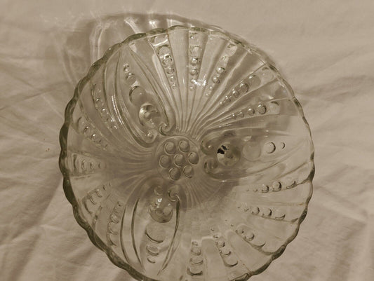 Vintage Anchor Hocking Oyster & Pearl Depression Glass Footed Bowl