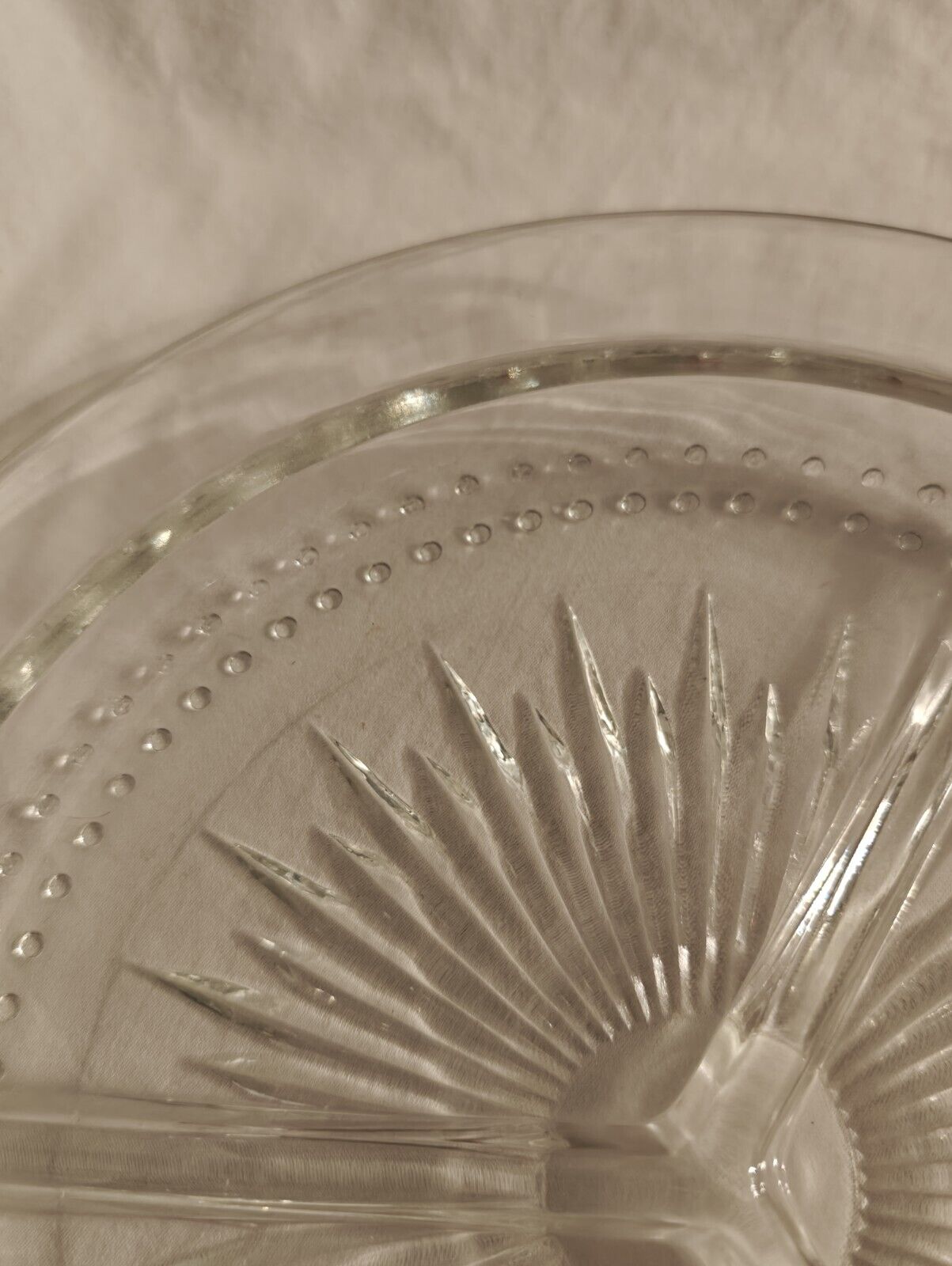 Vintage Retro Starburst Divided Clear Glass Dish