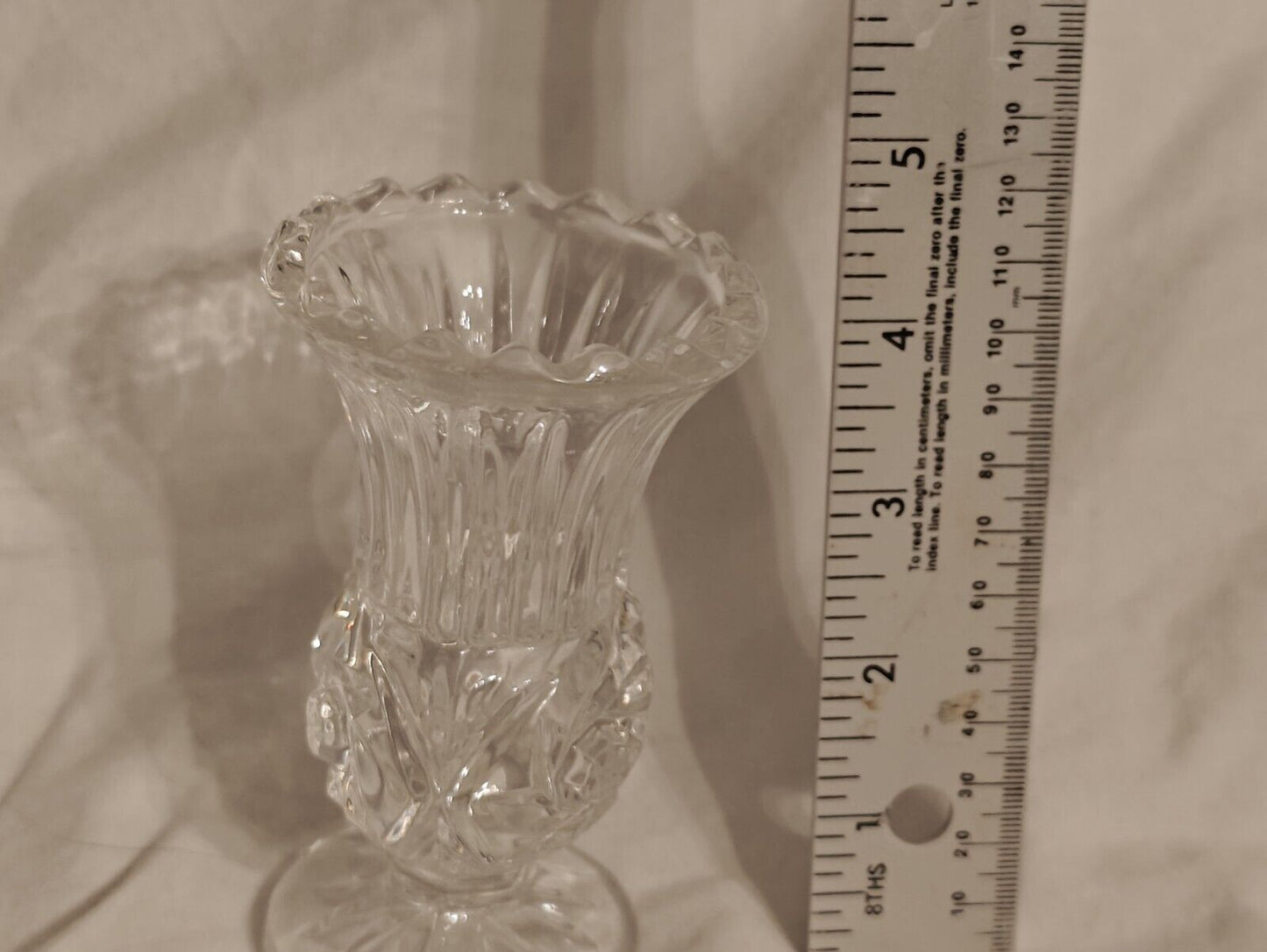 Mid Century Hand cut 24% Lead Crystal 4” Bud Vase
