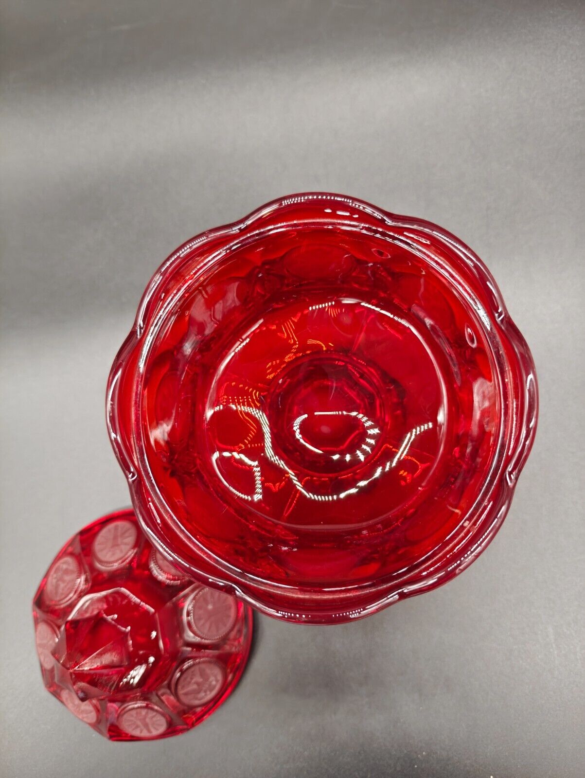 Vintage Fostoria Coin Glass Wedding Bowl and Lid (Candy Dish) Ruby Red