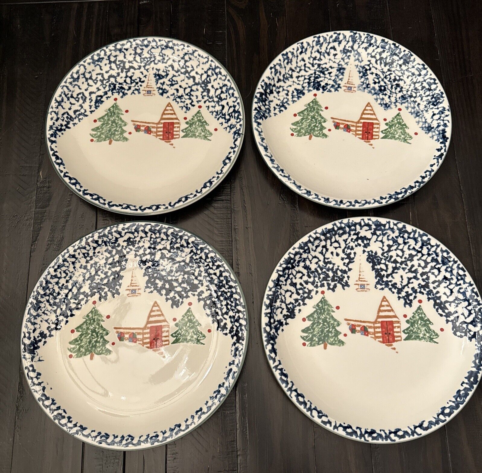 Vintage Tienshan Holiday Wilderness plates , 10 1/2" And 7 1/2” - Set Of 4