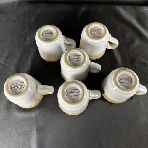 Set Of 6 Noritake Stoneware Japan Fanfare Brown Tone Mugs