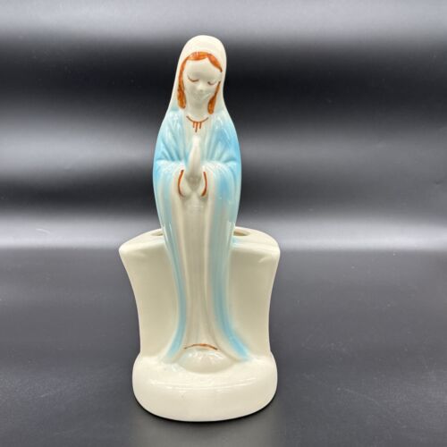 Vtg Religious Virgin Mary Pottery Praying Planter