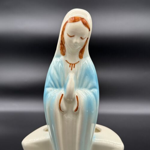 Vtg Religious Virgin Mary Pottery Praying Planter