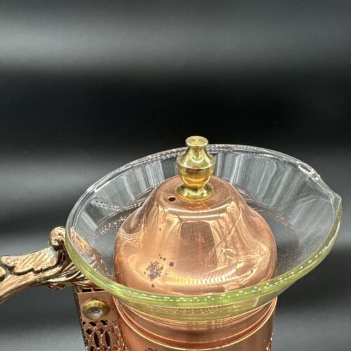 Vintage Princess House Copper Coffee Tea Pot Carafe Warming Stand 14" Tall w/lid