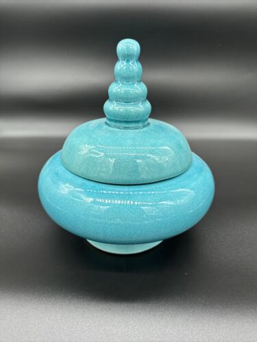 Blue Ceramic Mediterranean Spice Jar Bowl