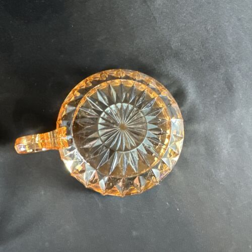 Vtg Carnival Pressed Glass Round Candy Dish Starburst Marigold Jeannette Indiana