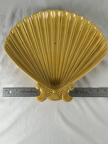 Vtg Calif USA Avocado Green Large Seashell Platter/Serving Tray